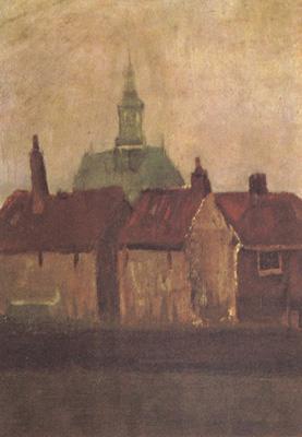 Vincent Van Gogh Cluster of Old Houses with the New Church in The Hague (nn04) oil painting image